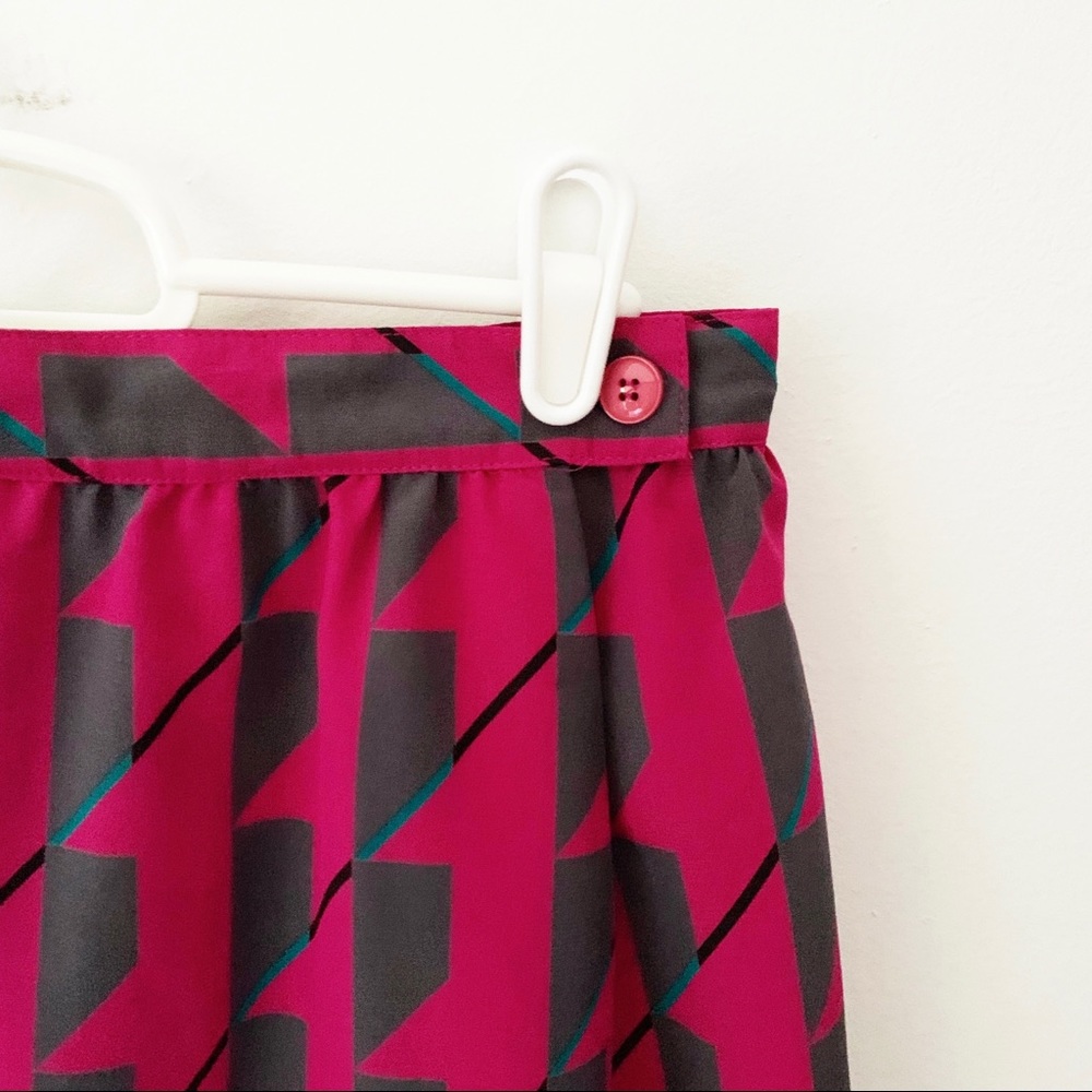 Vintage 90's Geometric Neon Purple Midi Skirt - Picture 2 of 5